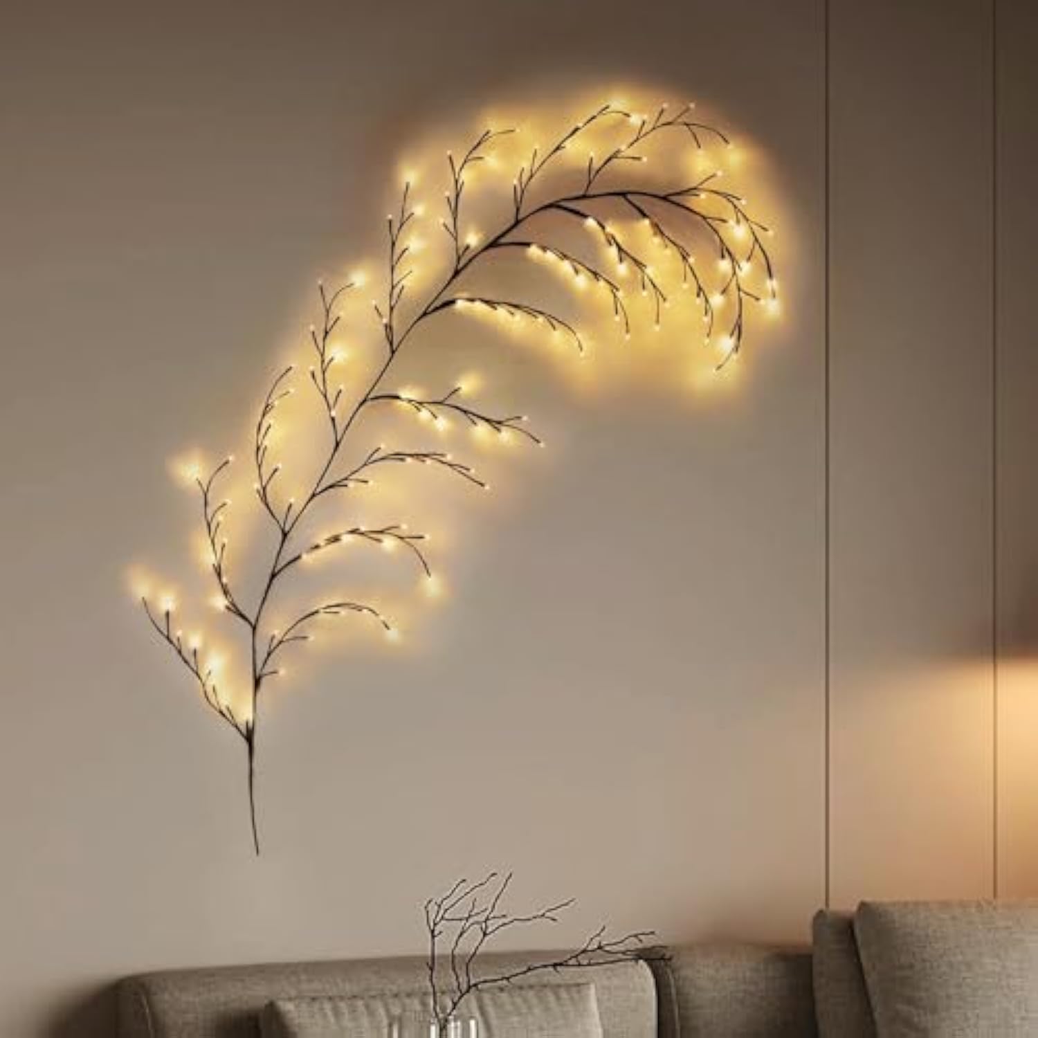 2Pcs Willow Vine Lights, 7.5Ft Christmas Swags Decorations Indoor Room Decor With Remote, 144 Leds Lighted Willow Vine L