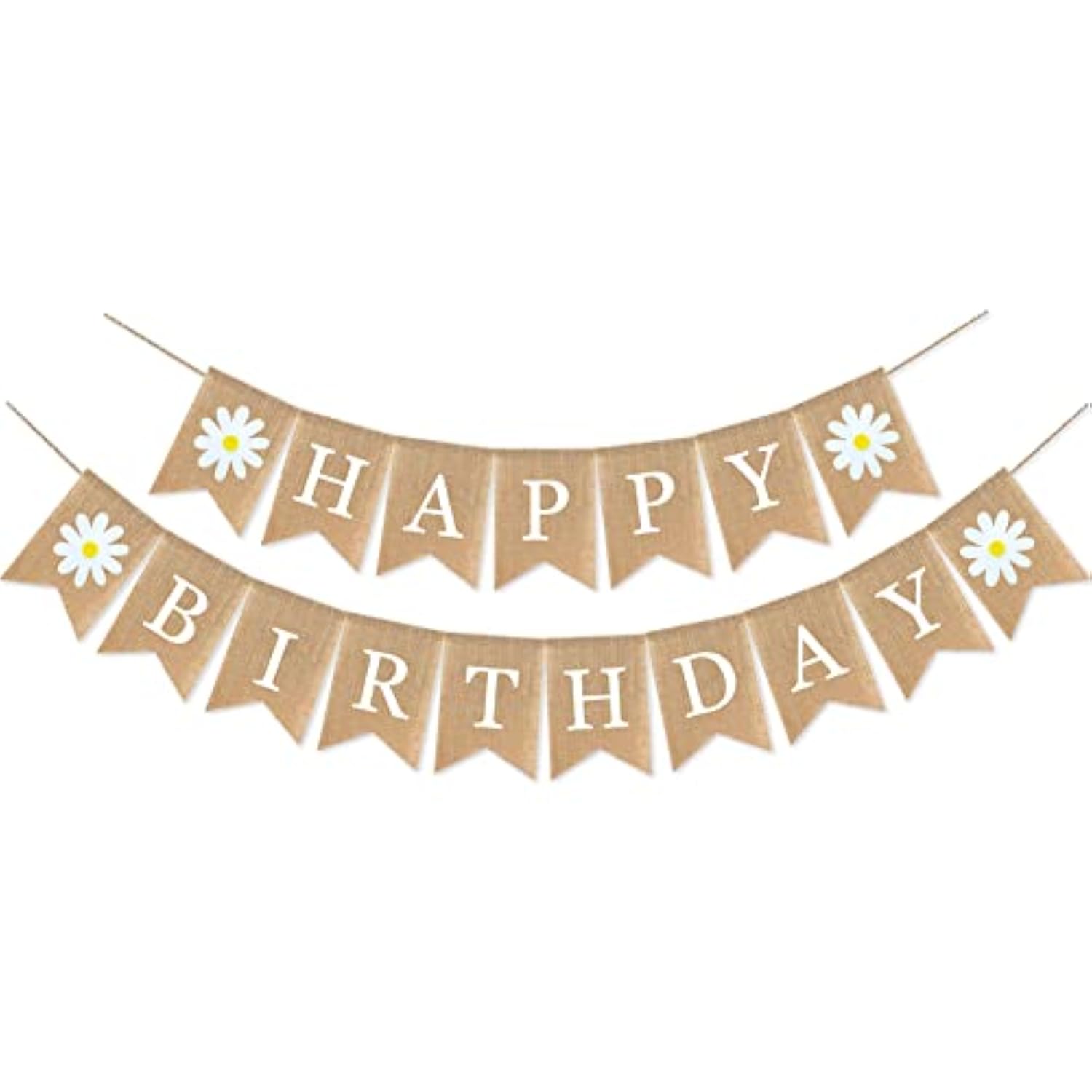 Daisy Themed Birthday Banner - Happy Spring Decoration With Flowers For Fireplace Mantle