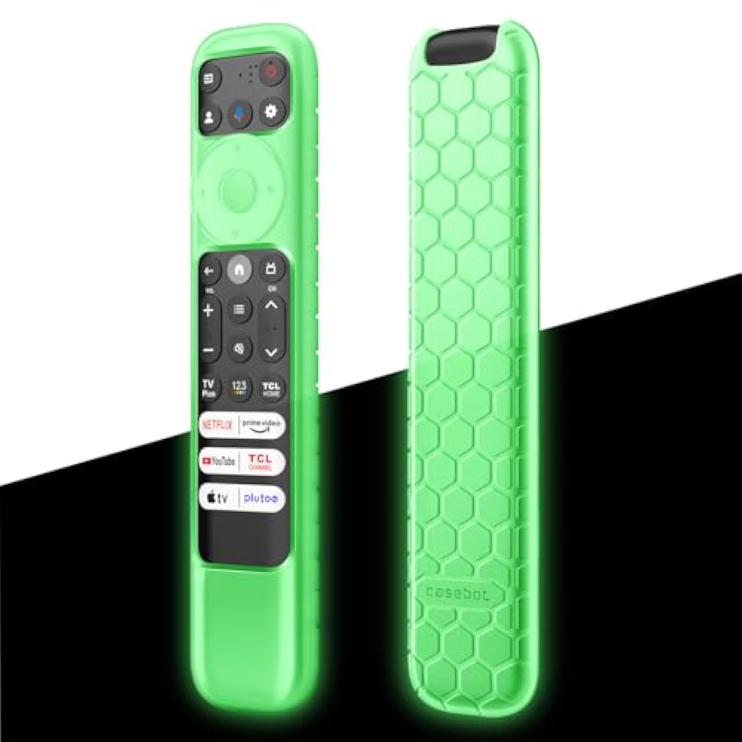 Fintie Protective Case for 2023 TCL RC813 FMB1 / RC902V FMR1 / RC923 Voice Remote, Light Weight Anti Slip Shockproof Silicone Cover for TCL Q6 Q7 QM8 S4 S3 Series Google TV Remote Control, Green Glow