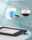 Micro USB Charger for Kindle Fire Tablets with Dual USB Wall Adapter Android Charging Cord for Fire 7/8/10, Kids & Kids Pro, Kindle Paperwhite, PS4