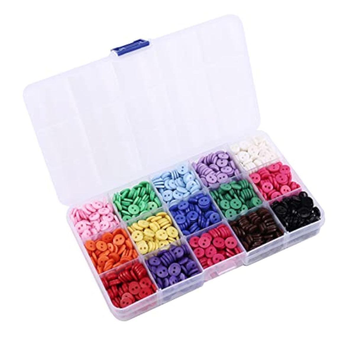 9Mm 2 Hole Tiny Size Flatback Resin Color Sewing Buttons, 15 Colors Pa
