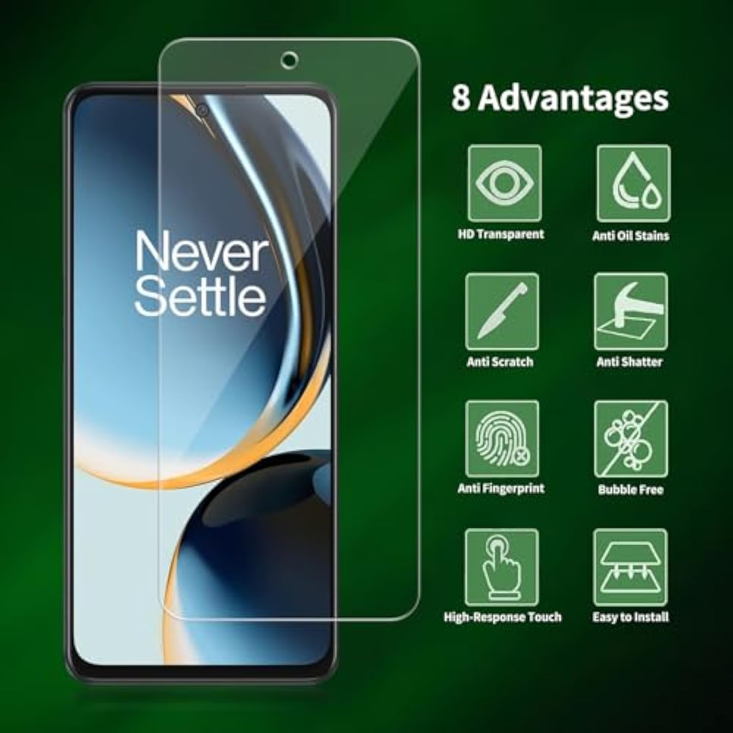 2 Pack For Oneplus Nord N30 5G Screen Protector, Tempered-Glass, Micro-Curved Edges, Case Friendly, Bubble Free, Hd Clear, Easy Installation