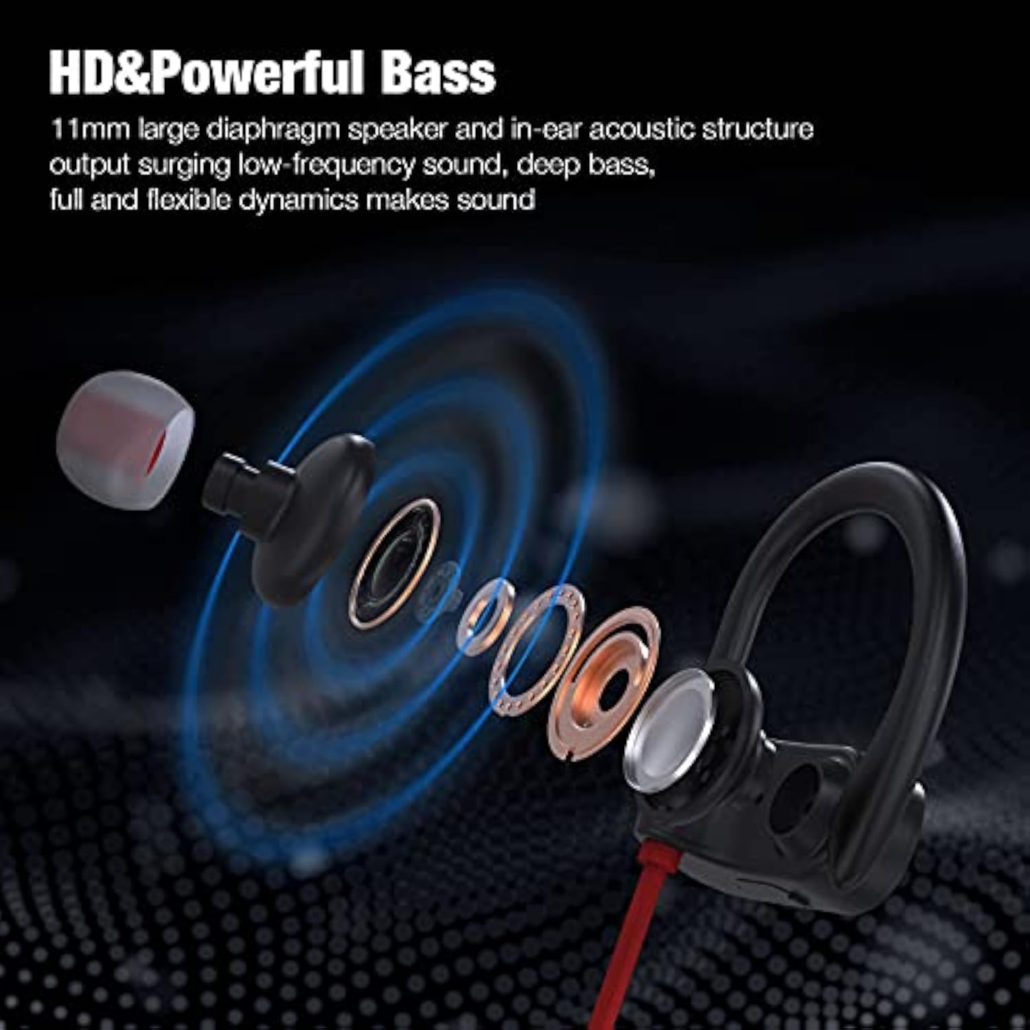 Bluetooth Headphones Wireless Earbuds Bluetooth 5.3 Running Headphones Ipx7 Waterproof Earphones With 16 Hrs Playtime Stereo Sound Isolation Headsets For Workout Gym