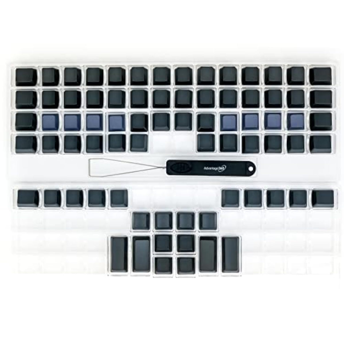 Advantage360 Blank Keycap Set - Pbt Plastic | 76 Key Set | Logo Keycap Puller