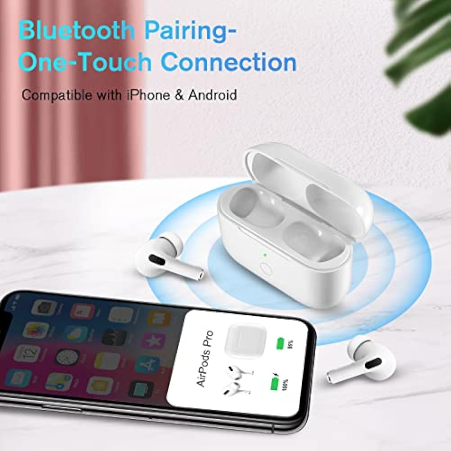 Compatible For Airpods Pro 2Nd & 1St Generation Charging Case Replacement, Compatible For Wireless Airpods Pro 2 1 Charger Case With Bluetooth Pairing Sync Button, Built-In Large Battery