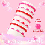 1500Pcs Valentines Beads For Making Crafts Pink Rose Red White Beads Plastic Small Valentine Day Spacer Beads Hair Beads For Crafts Supplies