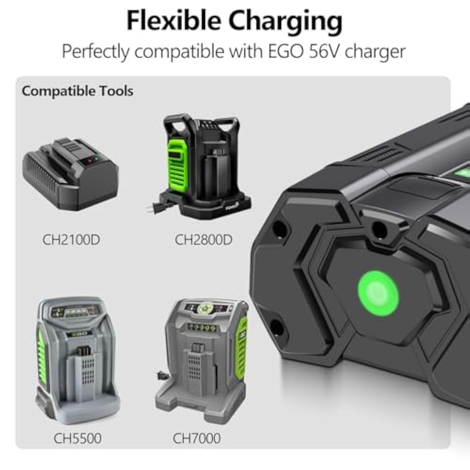 5.0Ah 56V Replacement Battery For Ego 5000Mah Lithium-Ion Battery Model Ba2800 Ba2800T Ba4200 Ba1400 Bat1400T Ba5600T Lithium-Ion Compatible With Ego 56V Power Tools
