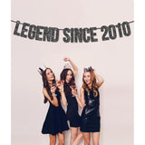 Pre-Strung Legend Since 2010 Banner For 15Th Birthday Party Decoration,Happy 15Th Men Women Birthday Party Banner,Handmade - Black