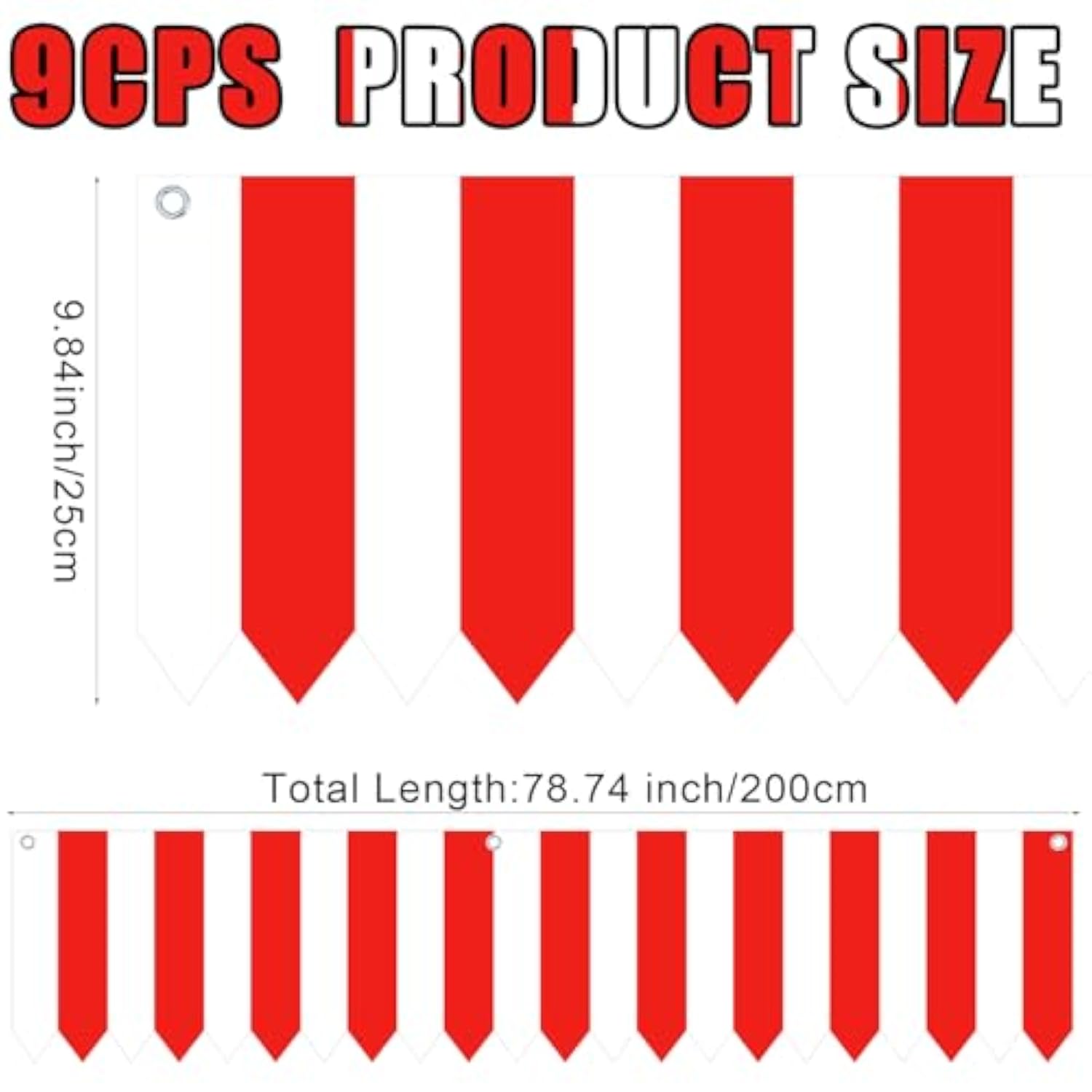 Carnival Tent Circus Theme Party Decorations White And Red Striped Circus Awning Decor 3D Awning Circus Tent Canopy For Mardi Gras Theme Party Decor, 9.84 X 78.74 Inch(9 Pcs)