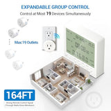 Wireless Digital Timer Outlet Remote Control, Expandable Rf System (Controller + 2 Plugs) With Energy Monitor, Rechargeable Timer 19 On/Off Programs For Indoor Holiday Lights, Aquarium, Grow Lights