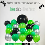 135Pcs Video Game Balloon Garland Kit Green Black Silver Controller Arch