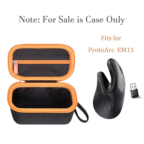 Case For Protoarc Ergonomic Mouse, Travel Carrying Case Compatible With Protoarc Em11 Nl Bluetooth Rechargeable Wireless Vertical Mouse (Black-Orange)