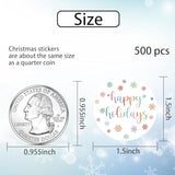 500 Pcs 1.5 Inch Happy Holidays Stickers Christmas Sticker Roll For Envelopes,Gift Packing,Cards,Party Supplies (Snowflake)