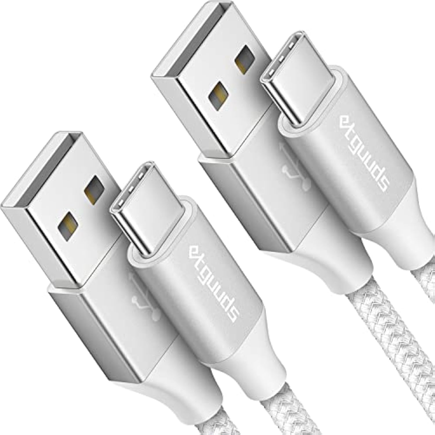 White Usb C Cable 6.6Ft Fast Charging, 2-Pack Type C Cable Braided Usb To Usb