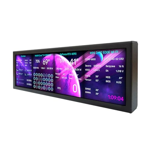 8.8 Inch 1920X480 Ips Lcd Monitor As Secondary Display/Diy Computer Pc Case Gpu Cpu Ram Temperature Data Monitoring Sensor Panel,Black