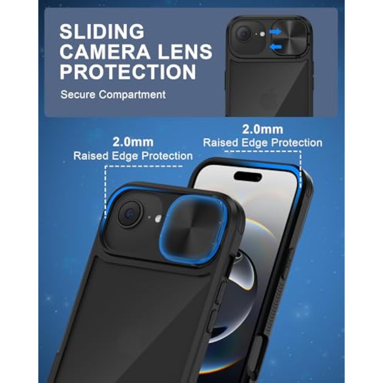 iPhone 17e 16e Rugged Case with Camera Cover, 17e/16e Military-Grade Protection Bumper Case