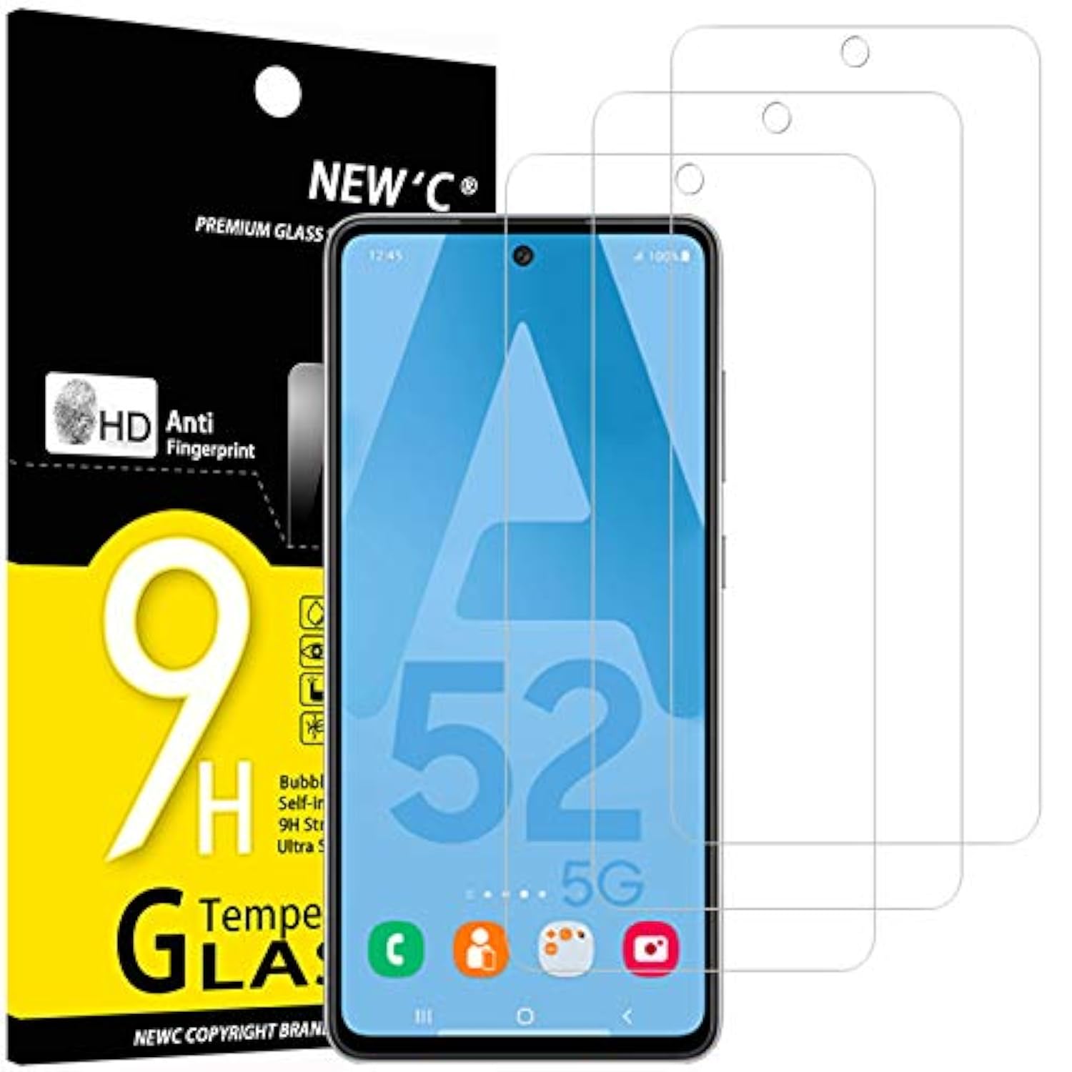 3 Pack Designed For Samsung Galaxy A52, A52 5G, A52S 5G Screen Protector Tempered Glass, Case Friendly Anti Scratch Bubble Free Ultra Resistant