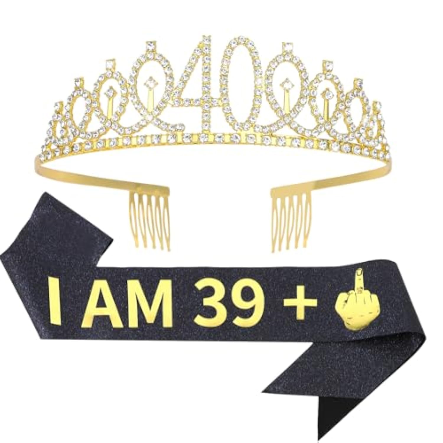 40Th Birthday Crown + Sash Set, Party Favor Gifts And Decorations For Her Friends