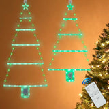 2 Pcs Christmas Tree Ladder Lights With Remote, 3 Ft & 2.4 Ft Window Wall Hanging Lights With Timer & 8 Modes, Led Chris