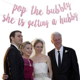 Bachelorette Party Decorations Glitter Rose Gold Pop The Bubbly She Is Getting A Hubby Banner Bridal Shower Engagement Wedding Girls Night Out Hen Party Supplies Rose Golden Photo Props