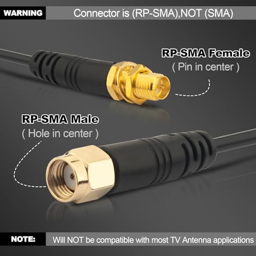Wifi Antenna Extension Cable 2-Pack Rp-Sma Male To Rp-Sma Female Bulkhead Mount Rg174 Cable 5M 16.5 Feet For Wifi Router Security Ip Camera Wireless Network Card Adapter