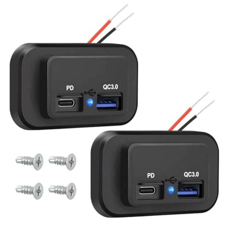 Rv Usb Outlets, Qc3.0 Usb A & Usb C Port Quick Charge Socket Outlet With Led Indicator For 12V Car Marine 2Pcs