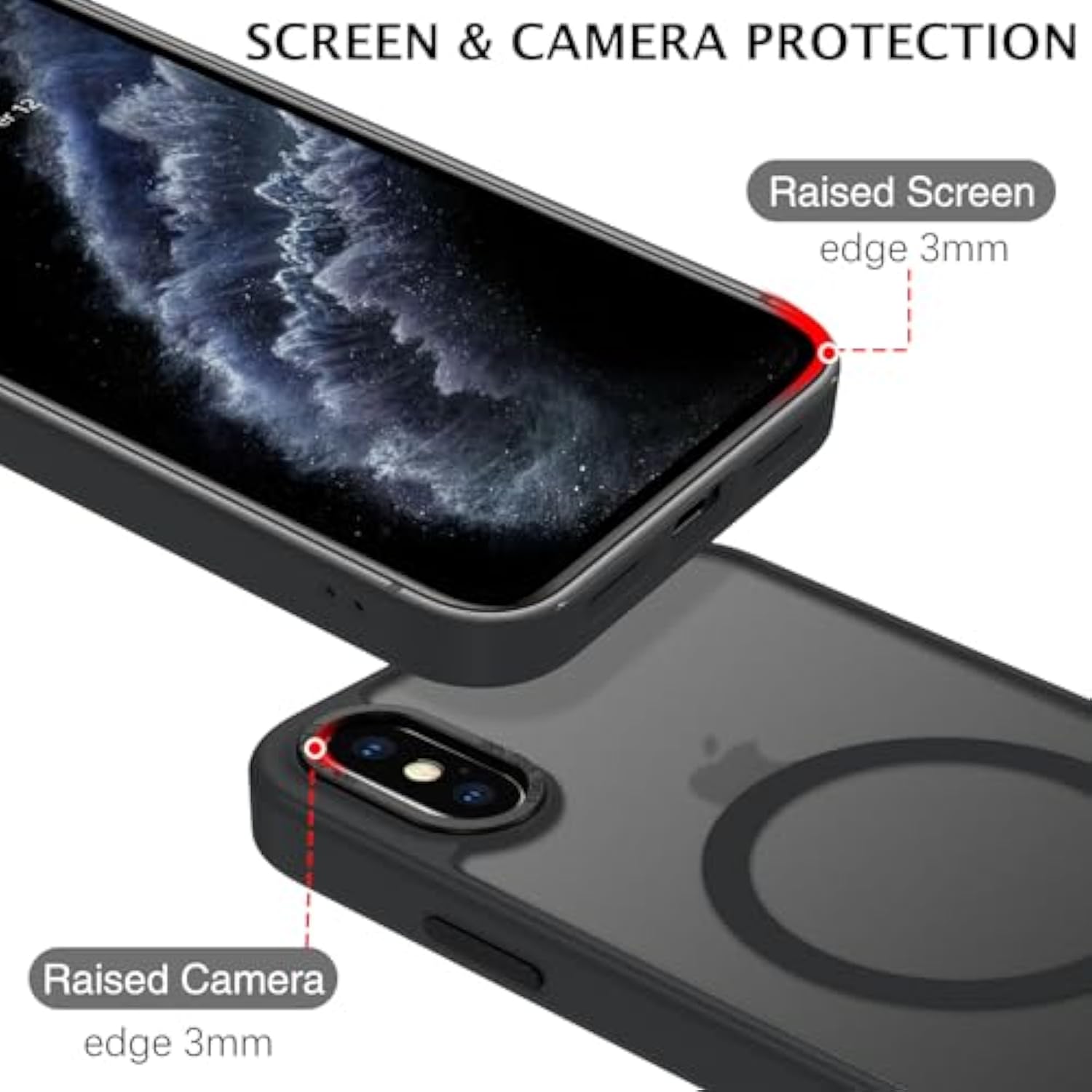 For Iphone X Case, Iphone Xs Phone Case Compatible With Magsafe Wireless Charging Translucent Matte Back Slim Shockproof Anti-Scratch Anti-Yellow Protective Magnetic For Iphone X/Xs Case, Black
