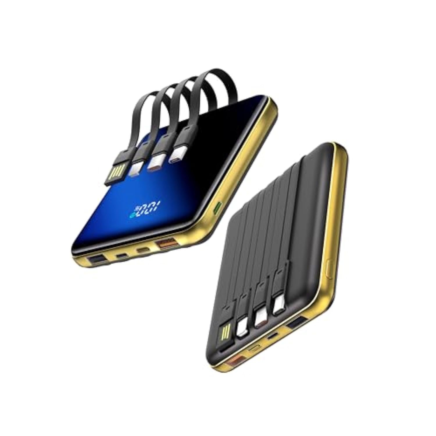 10000Mah Portable Charger With Built-In Cables,22.5W Fast Charging Power Bank,Smart Led Display,Compact External Battery For Iphone,Samsung,Tablet