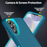 For Samsung Galaxy S24 Plus Case With 2Pcs Tempered Glass Screen Protector And 1Pcs Camera Lens Protector, 3 In 1 Heavy Duty Shockproof/Drop Proof/Dust Proof Case (Blue/Turquoise)