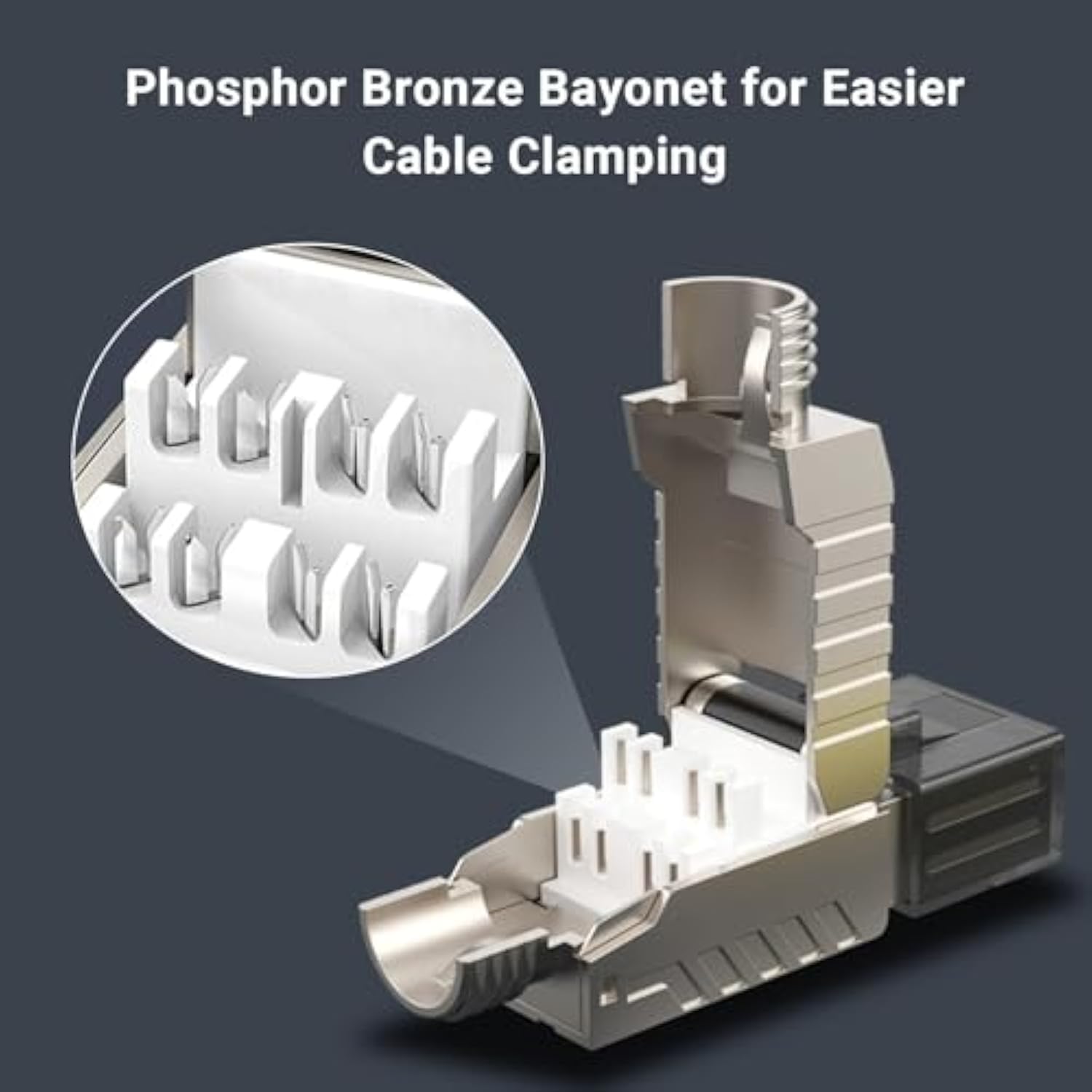 6-Pack Rj45 Connectors Tool Free Cat 8, Cat8 Field Termination Plug Shielded R