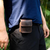 Leather Phone Holster For Samsung Galaxy Z Flip 6/5/4/3, Belt Clip Cell Phone Case For Motorola Razr Plus 2024/2023, Holster Belt Case Small Pouch For Motorola Razr 5G, Darkbrown