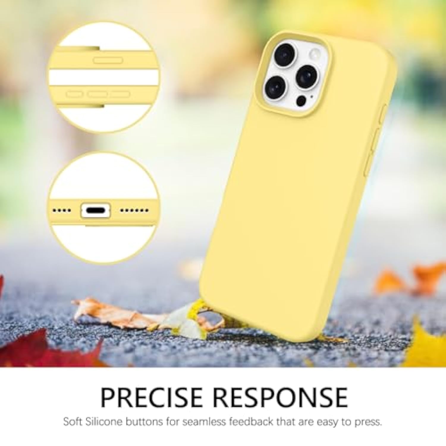 Compatible With Iphone 16 Pro Case 6.3 Inch Liquid Silicone Soft Gel Rubber Slim Thin Microfiber Lining Cushion Texture Cover Shockproof Protective Phone Case For Iphone 16 Pro, Yellow