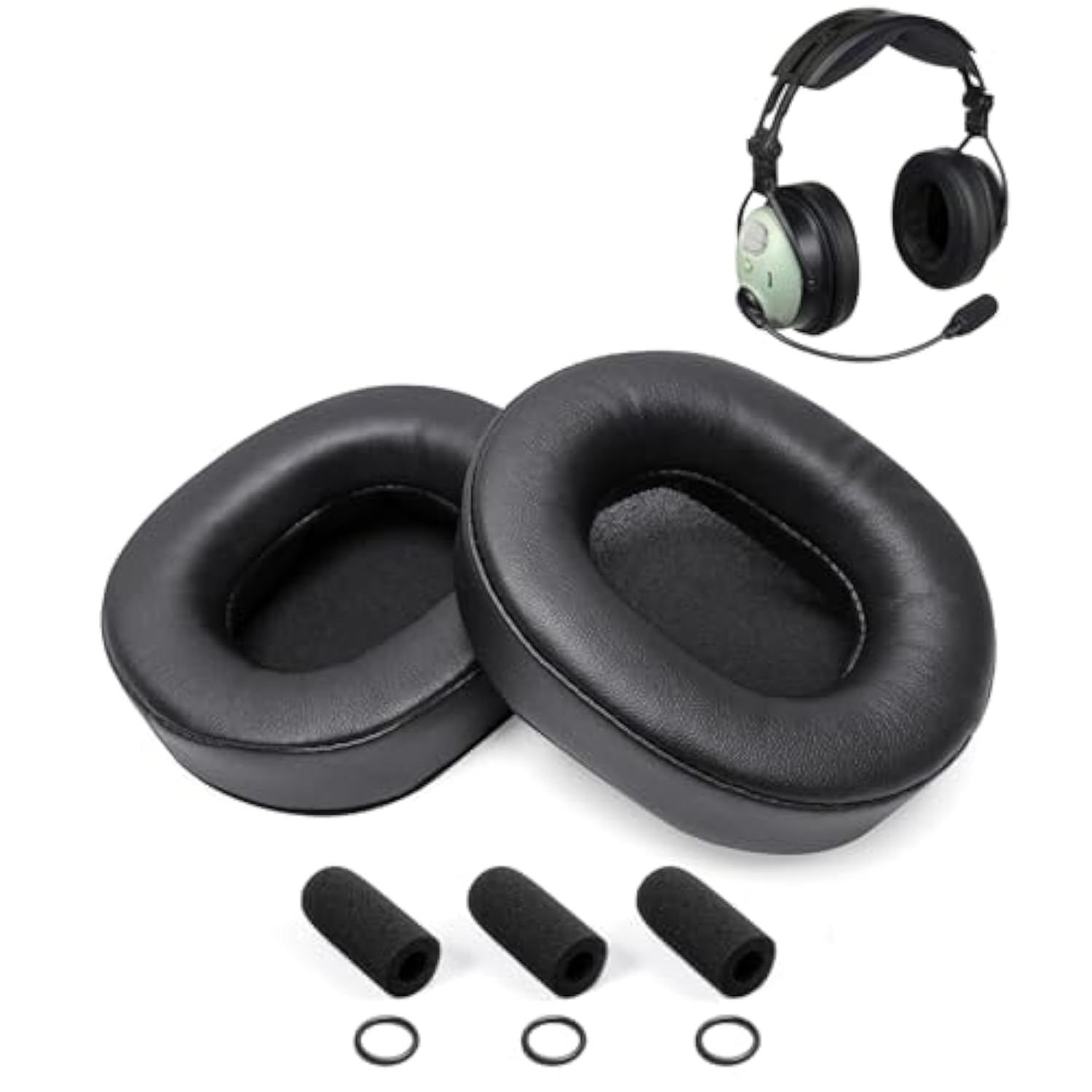 Dc One-X Ear Pads Cushion Compatible With David Clark Dc One-X Xa Xh Xp Aviation Headsets Including Soft Leatherette Ear Seals, 3 Mic Muffs