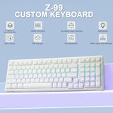 E-Yooso Creamy Mechanical Keyboard Wired, Hot Swappable, Pre-Lubed Linear Switches, Gasket Structure With Sound Dampening Foam, Rgb Backlit, 99 Keys Custom Gaming Keyboard For Pc/Mac,White