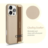 Compatible With Iphone 16 Pro Case With Adjustable Wristband Strap Kickstand,Handstrap Grip Loop Strap Leather Case For Women Girl For Iphone 16 Pro 6.3Inch-Brown