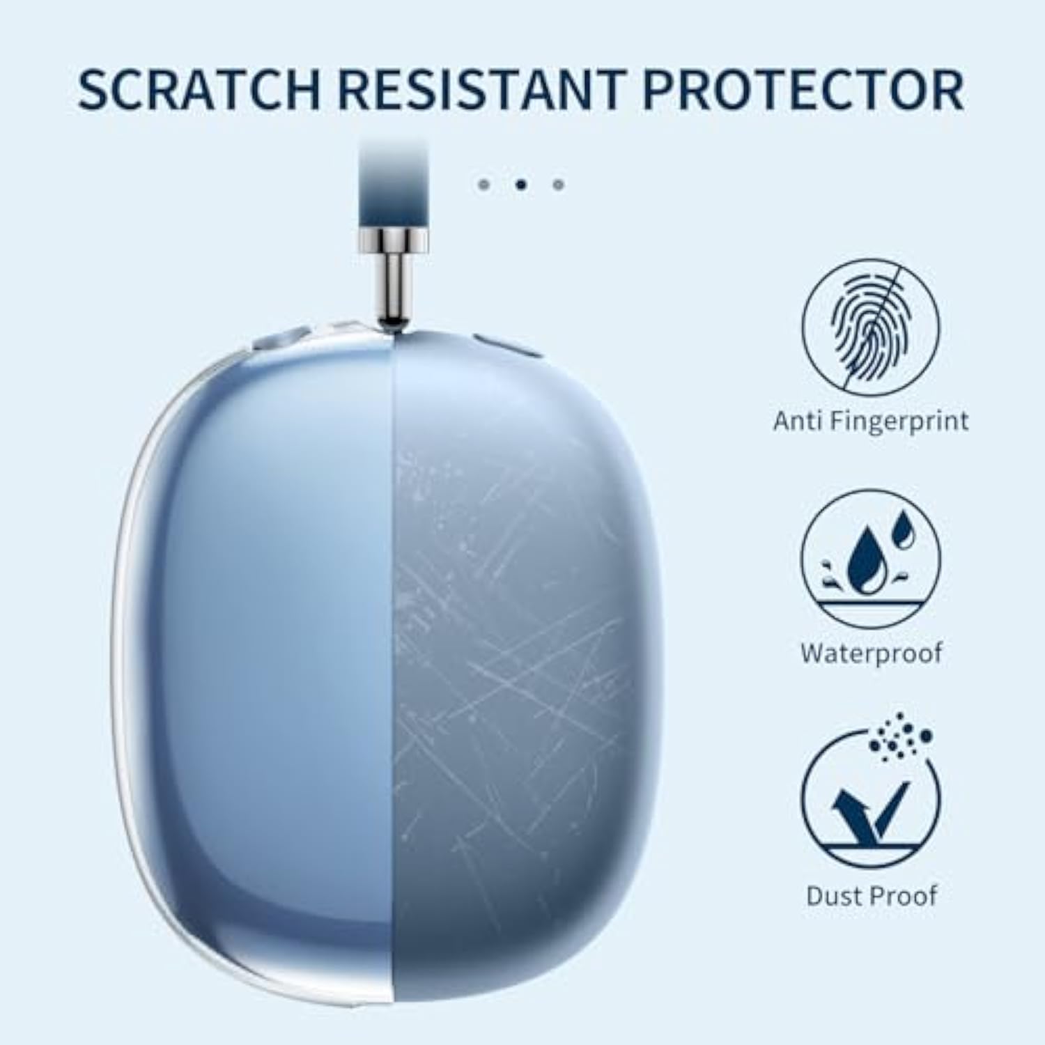 Fintie Case Cover for AirPods Max Headphone, Soft TPU Clear Anti-Scratch Protective Cover, Transparent Accessories Skin Protector for Airpods Max (Crystal Clear)