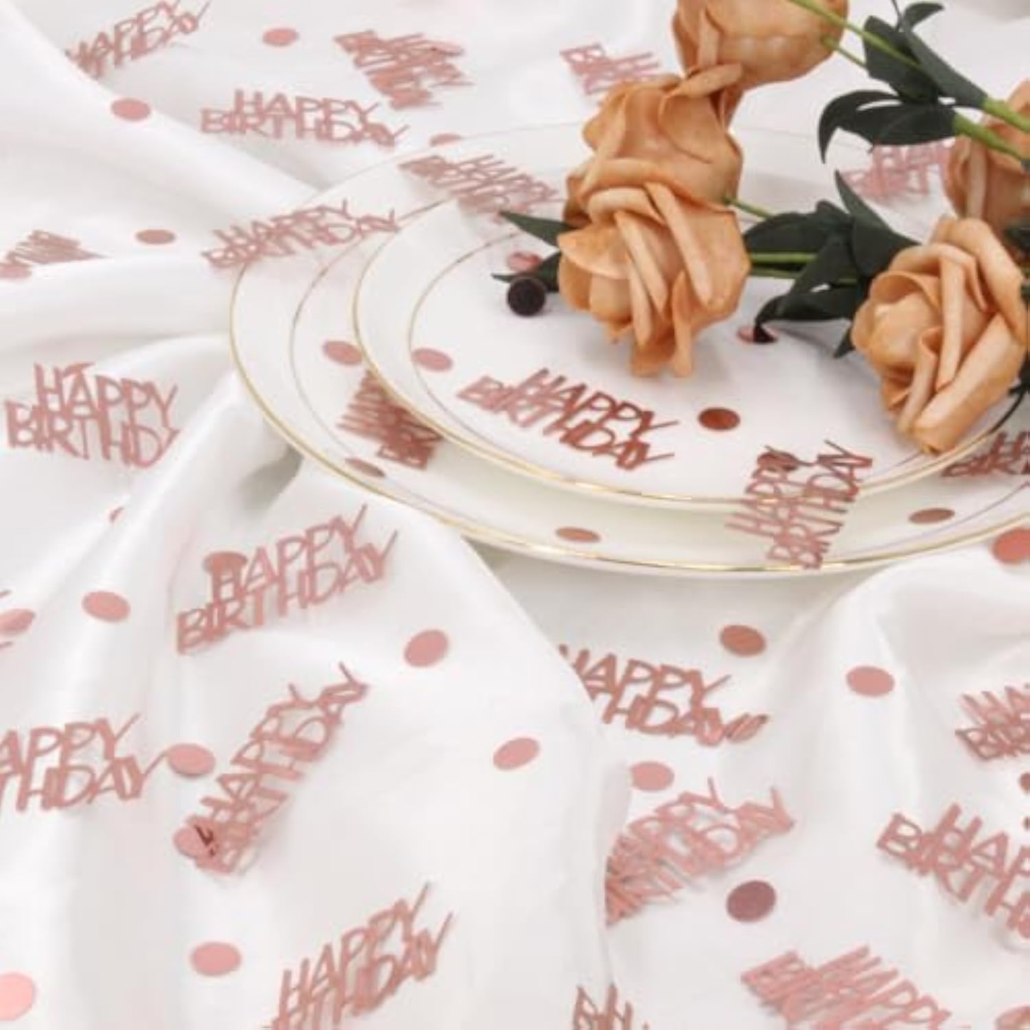 270pcs Rose Gold Birthday Confetti — Glitter Table Decorations