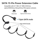15Pin Sata Male To 5 Sata Female Power Splitter Adapter Cable Extension Y-Cabl