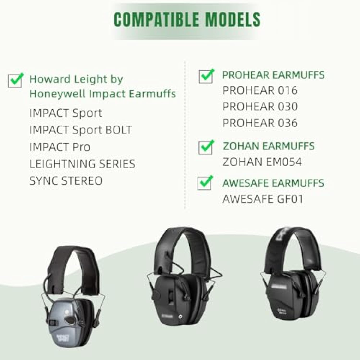 Gel Ear Pads Fit For Howard Leight By Honeywell Impact Sport, Impact Pro, Sync, Lightning; Ear Cushions Replacement For Zohan Em054, Awesafe, Prohear 030, 036, 016 Earmuffs