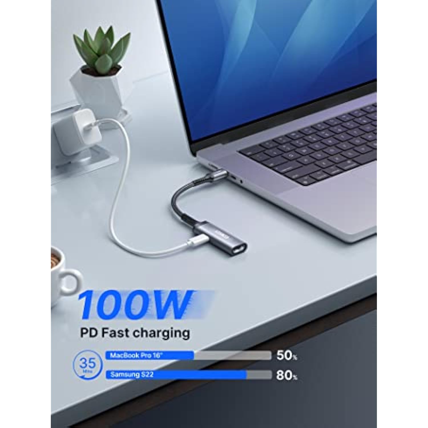 Usb C To Hdmi With Pd Charger Adapter, 2-In-1 Type-C To Hdmi 4K@30Hz 100W Usb