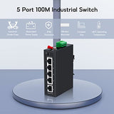 Upgrade 5 Port Industrial Din-Rail Ethernet Switch,4 Ports And 1 Uplink, 10/100Mbps Fast Ethernet, Din-Rail & Wall Mount Included,Ip30 Industrial Switch