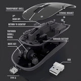 Transparent Wireless Bluetooth Mouse – Rechargeable, Slim 2.4Ghz & Bluetooth Dual Mode, 5 Buttons With Dpi Switch, Type-C Nano Usb Receiver For Laptop/Pc/Mac/Ipad/Computer (Ore Black)