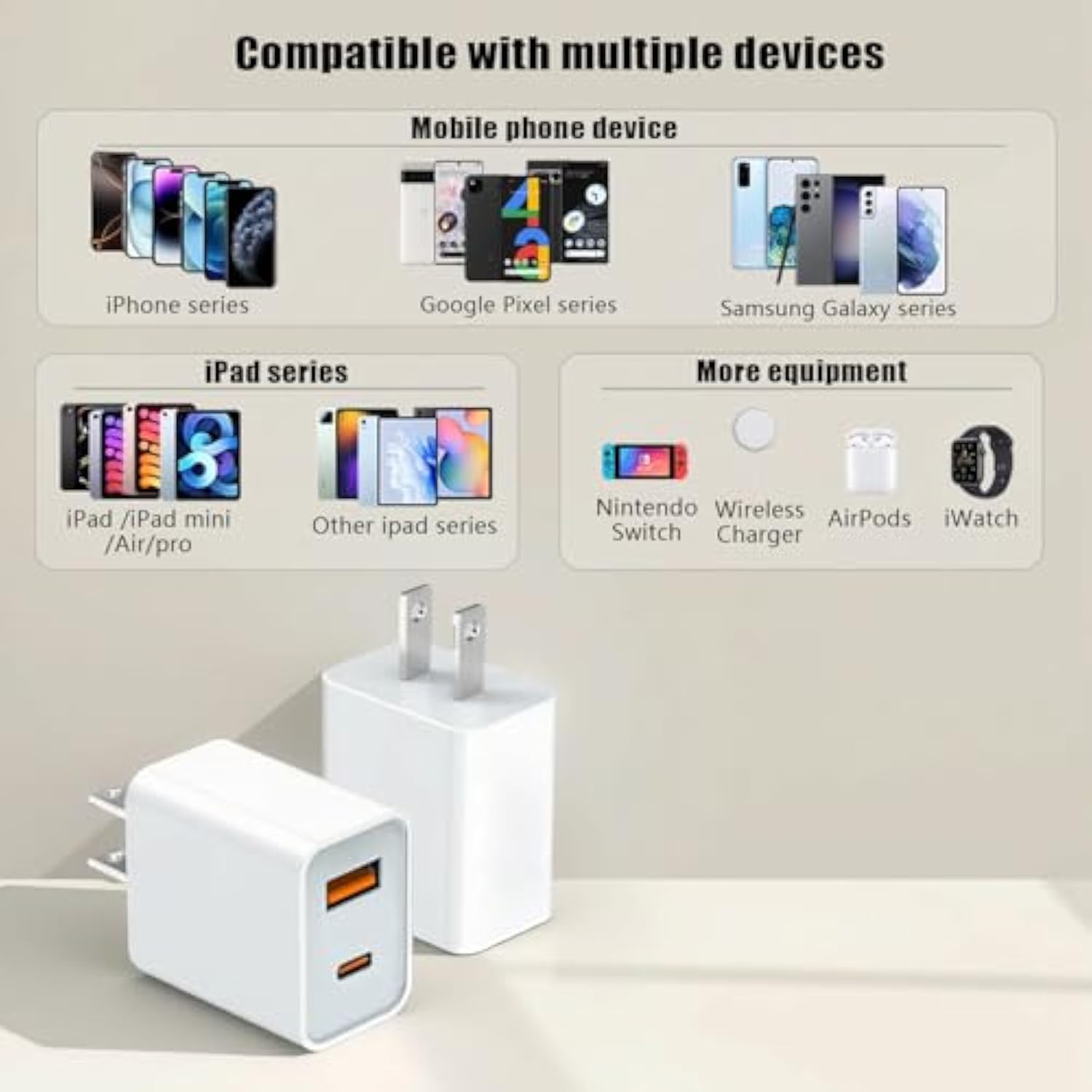 2 Pack Usb C Charger Block, For Iphone Charger Block,20W Durable Dual Port Pd+Qc 3.0 Power Adapter,Power Adapter Cube For I Phone 16/16 Pro/16 Pro Max/16 Plus/15/14/1 3, Xs/Xr/X,Samsung, More