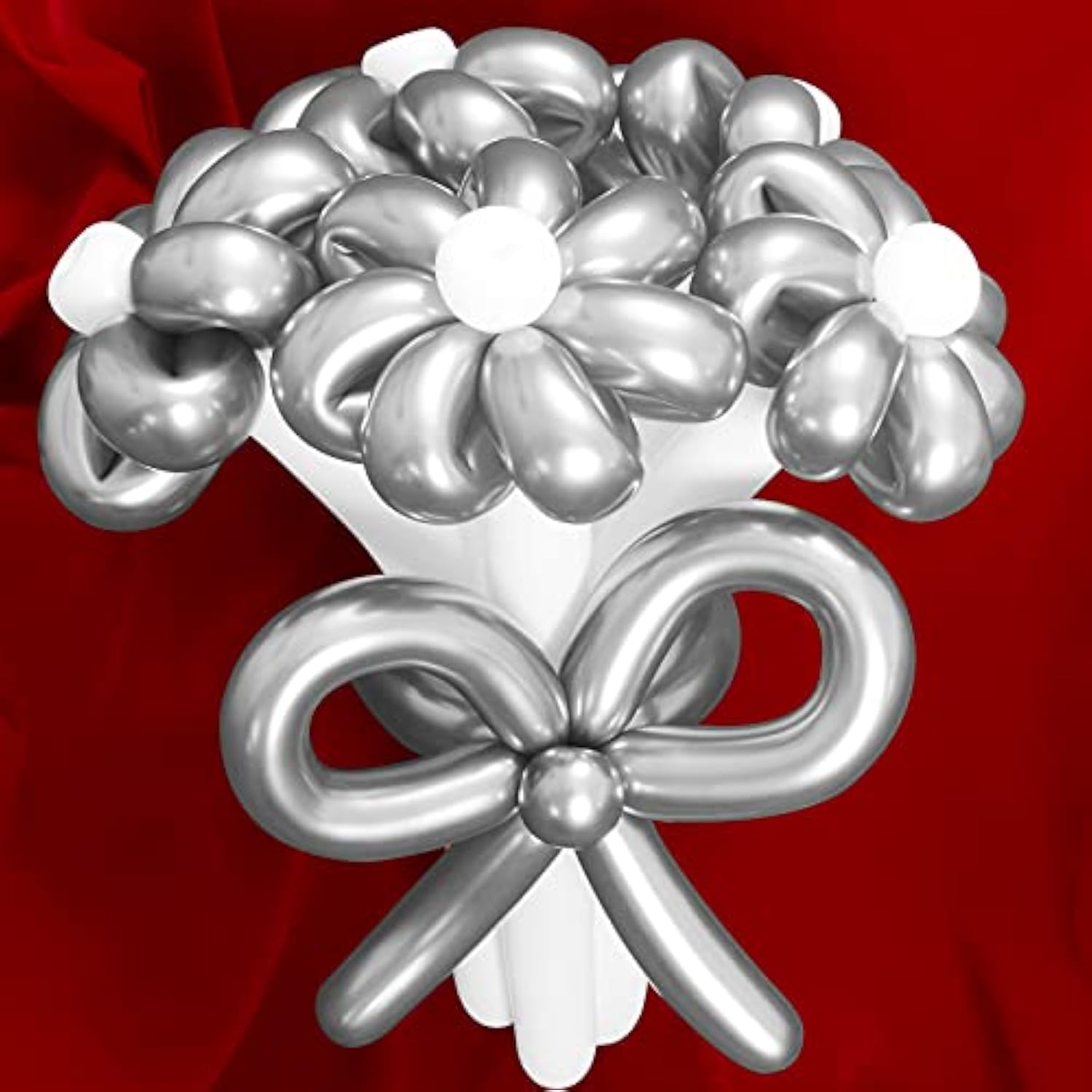 50-Pc Silver Metallic Twisting Balloon Set for DIY Party Decorations