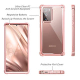 For Galaxy Note 20 Ultra Case With Screen Protector Clear Electroplated Metal 360 Full Body Rugged Protective Shockproof Hard Cover Heavy Duty Defender Bumper For Samsung Note 20 Ultra 5G Pink
