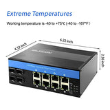 Network Switch 12Port Industrial Gigabit Ethernet With 8 Port Poe 4 Port Sfp 240W Din Rail Mounted Ip40 For Outdoor Use