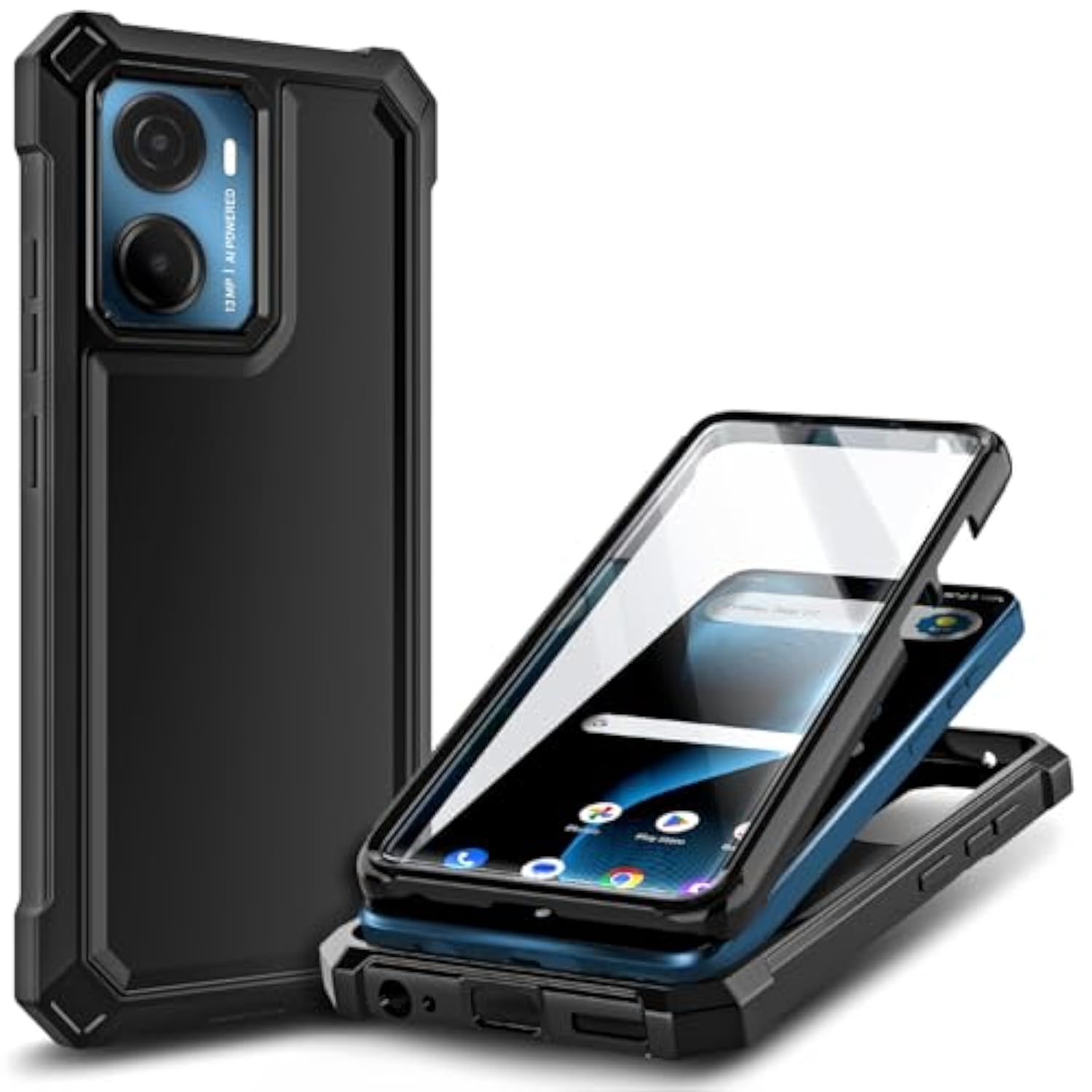 For Cricket Magic 2 5G Case (2024), At&T Propel 2 5G With [Built-In Screen Protector], [9Ft Military Grade Drop Tested] Full-Body Protective Shockproof Bumper Case (Black)