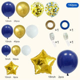 148Pcs Navy Blue Gold Balloon Arch Garland, Royal White Gold Confetti