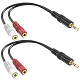 3.5Mm Stereo To Dual Mono Cable, 2 Pack 6Inch 1/8" Trs Male To 2 Ts Mono Female Adapter Gold-Plated Connector Audio Y Splitter Cord For Headphone, Speaker
