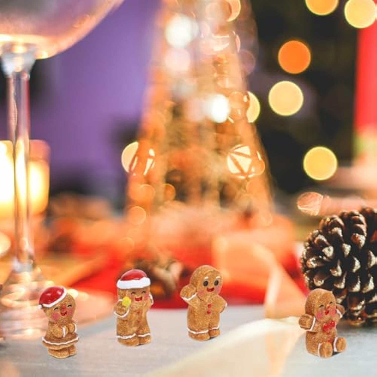 20 Pcs Mini Gingerbread Man Figurines Miniature Gingerbread Man Statues For Christmas Bonsai Desktop Micro Landscape Decoration